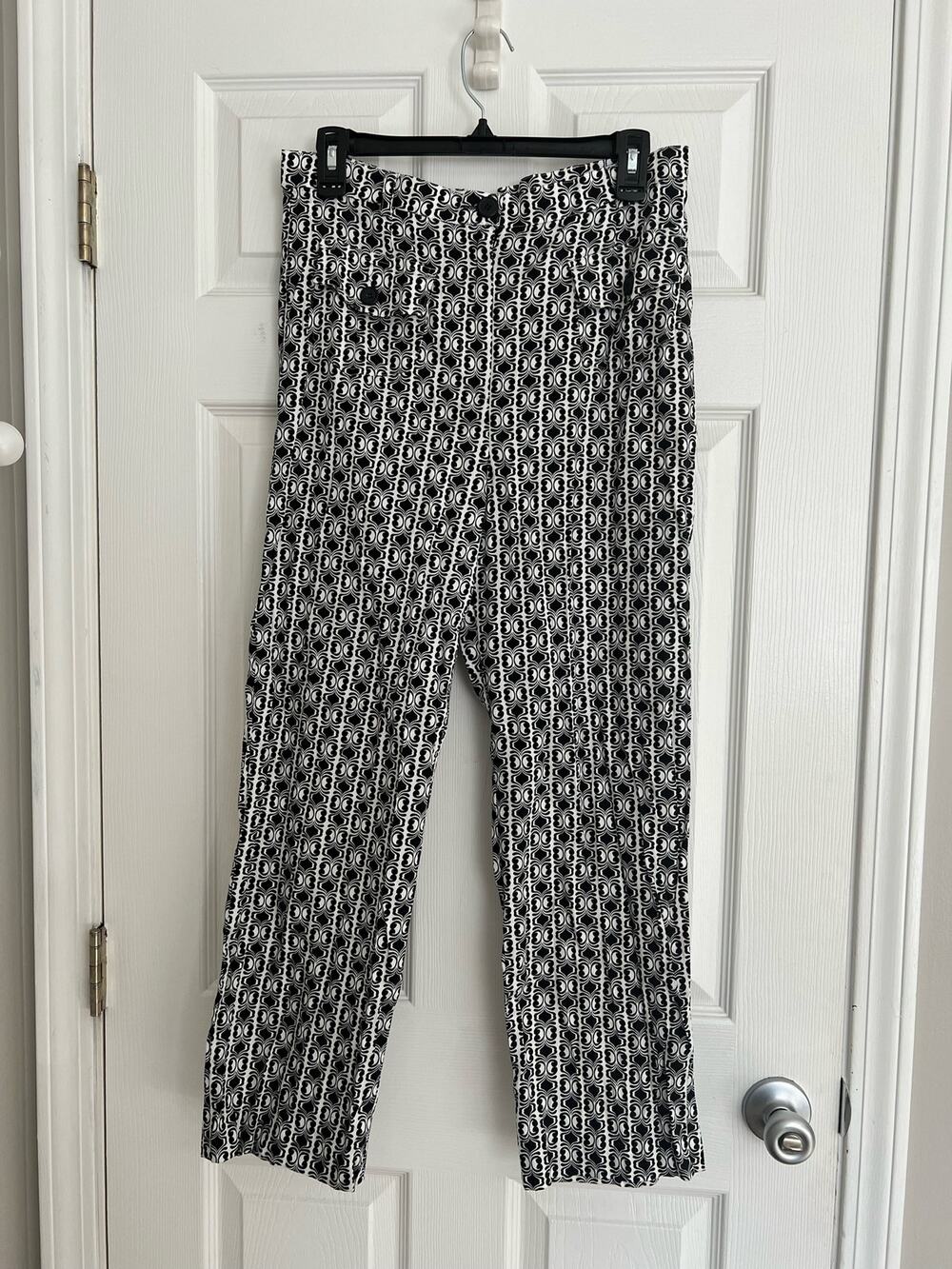 Talbots Vintage Black and White Geometric Stretch Pants Sz: 8